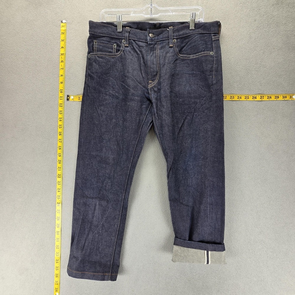 Selvedge Jeans Mens‎ 33x24 Blue Uniqlo Slim Straight Low Rise Kaihara Denim